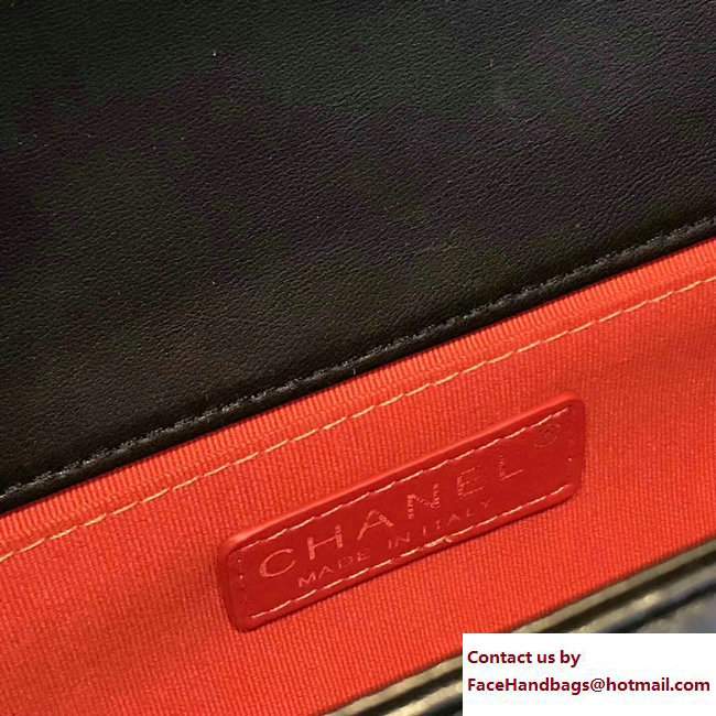 Chanel Embroidered Lambskin Medium Boy Flap Bag Black 2017