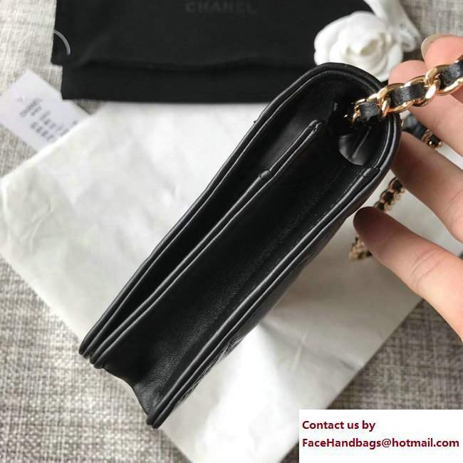 Chanel Fringe Lambskin Quilting Wallet On Chain WOC Bag A82705 Black 2017 - Click Image to Close