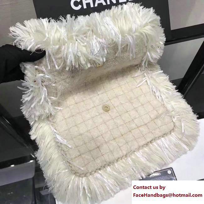 Chanel Fringe Tweed Clutch Small Bag A91824 White 2017 - Click Image to Close