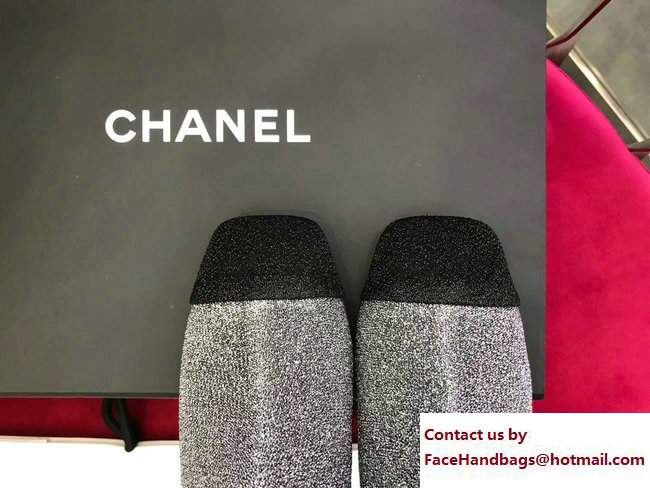 Chanel Glittered Fabric and Patent Calfskin High Boots G33220 Black/Gray2017
