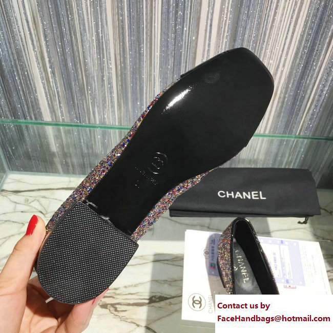 Chanel Glittered Fabric and Patent Leather Loafers G33227 Black/Multicolor 2017
