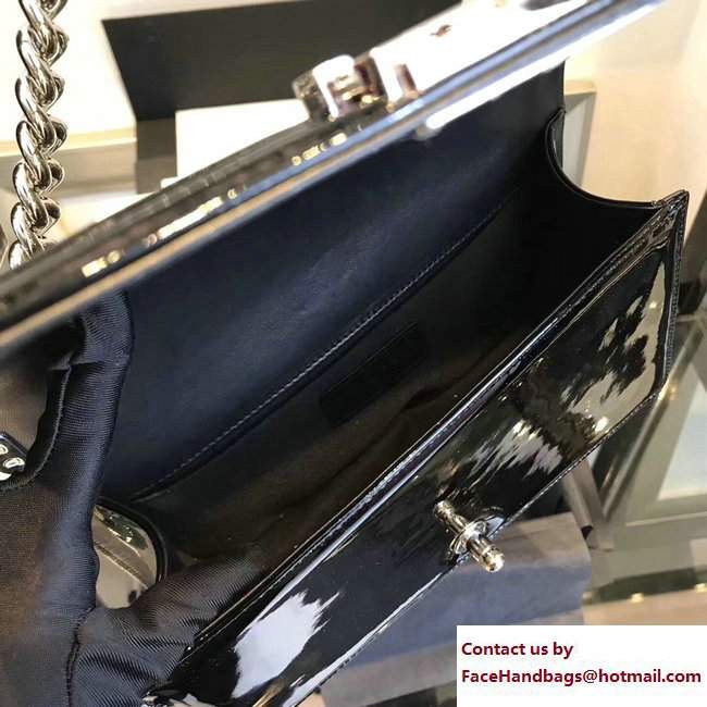 Chanel Glittered PVC Chevron Medium Boy Flap Bag Black/Silver 2017