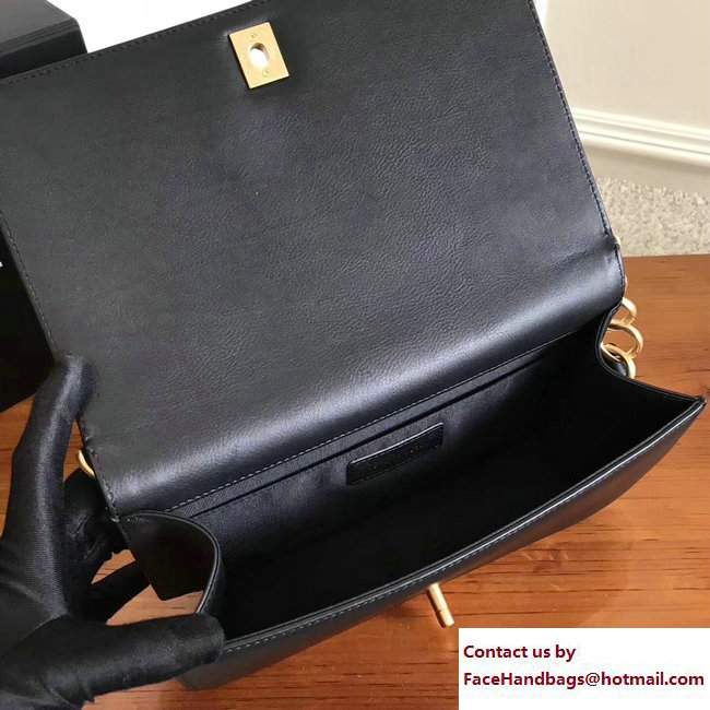 Chanel Gold Tone Metal Calfskin Medium Flap Bag A91577 Black 2017 - Click Image to Close