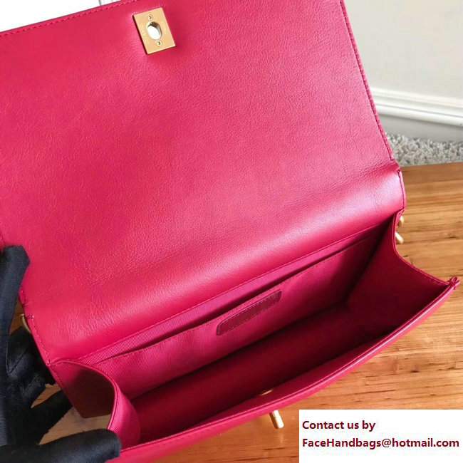 Chanel Gold Tone Metal Calfskin Medium Flap Bag A91577 Fuchsia 2017