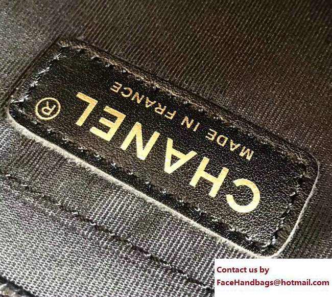 Chanel Gold Tone Metal Calfskin Medium Flap Bag A91577 Grained Black 2017