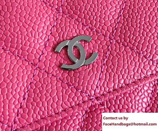 Chanel Grained Calfskin Classic Wallet On Chain WOC Bag A84310 Fuchsia 2017 - Click Image to Close