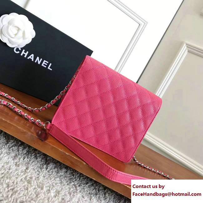 Chanel Grained Calfskin Classic Wallet On Chain WOC Bag A84310 Fuchsia 2017