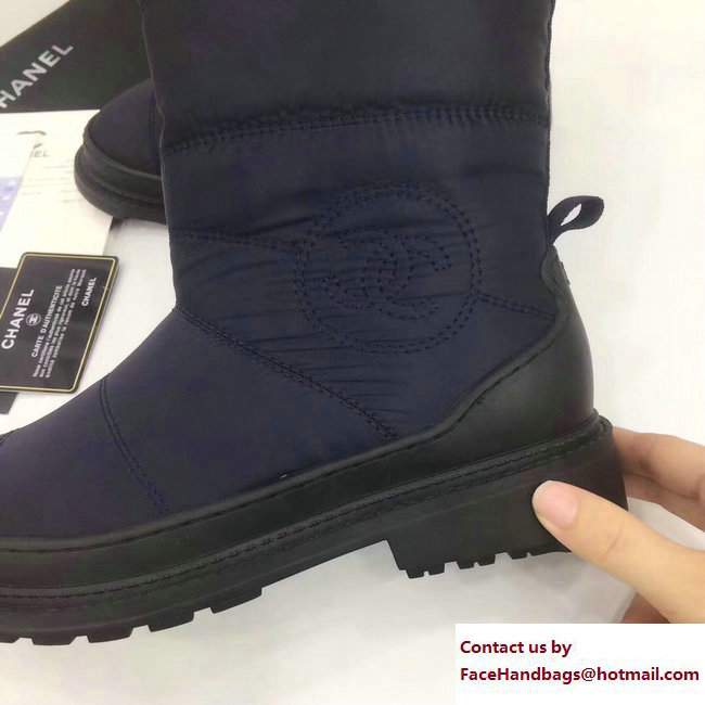 Chanel Heel 3cm Nylon High Boots G33075 Dark Blue 2017