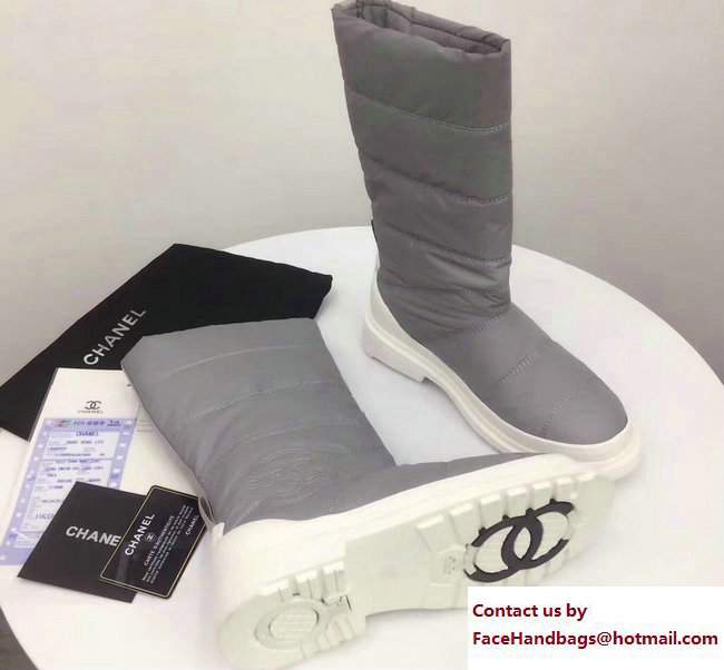 Chanel Heel 3cm Nylon High Boots G33075 Gray 2017