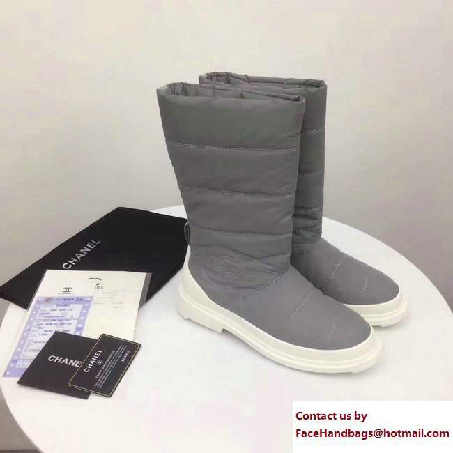 Chanel Heel 3cm Nylon High Boots G33075 Gray 2017