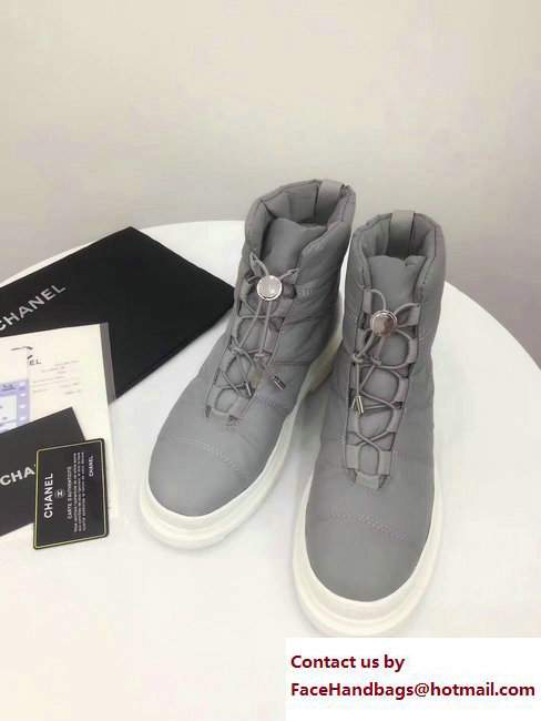 Chanel Heel 3cm Nylon Short Boots G33074 Gray 2017