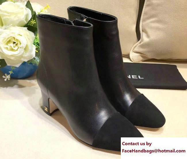Chanel Heel 4.5cm CC Logo Short Boots Black 2017 - Click Image to Close