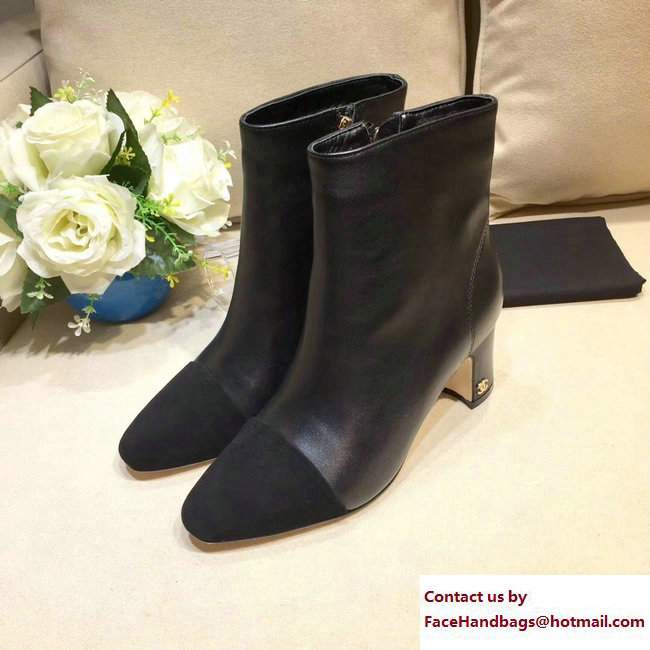 Chanel Heel 4.5cm CC Logo Short Boots Black 2017