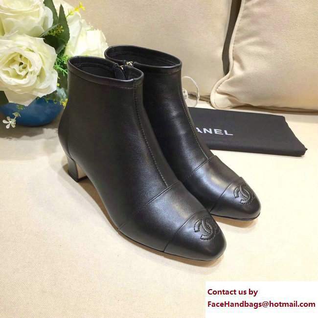 Chanel Heel 5cm CC Logo Short Boots Black 2017