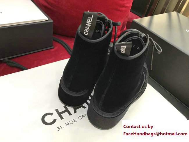 Chanel Heel 5cm Short Boots G33168 Velvet/Grosgrain Black 2017