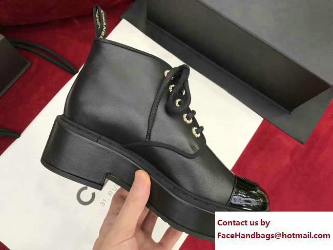 Chanel Heel 5cm Short Boots G33169 Calfskin/Patent Black 2017