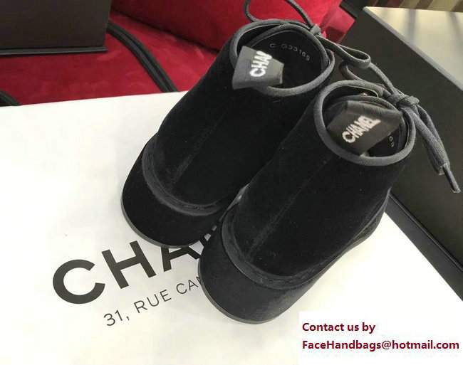 Chanel Heel 5cm Short Boots G33169 Velvet/Grosgrain Black 2017