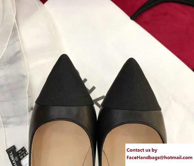 Chanel Heel 8.5cm Calfskin and Satin Gabrielle Pumps G33085 Black 2017