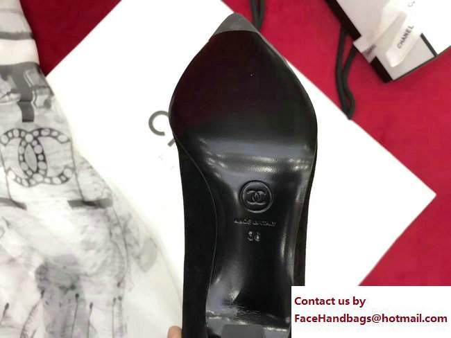 Chanel Heel 8.5cm Suede Calfskin and Satin Gabrielle High Boots G33119 Black 2017