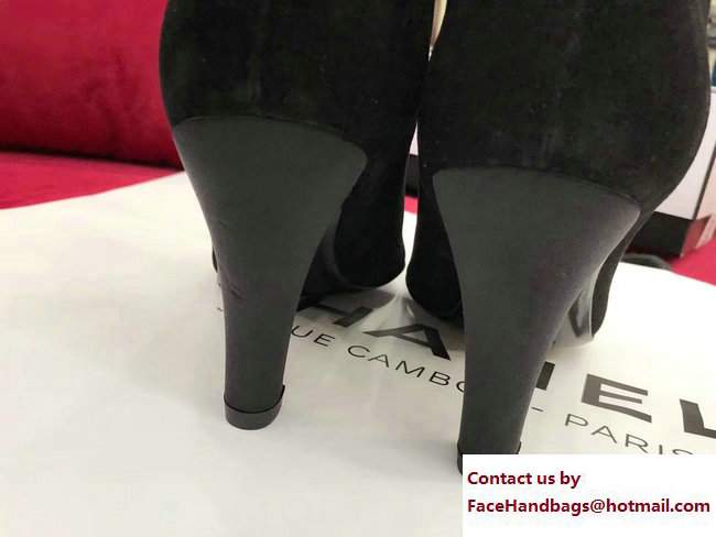 Chanel Heel 8.5cm Suede Calfskin and Satin Gabrielle High Boots G33119 Black 2017