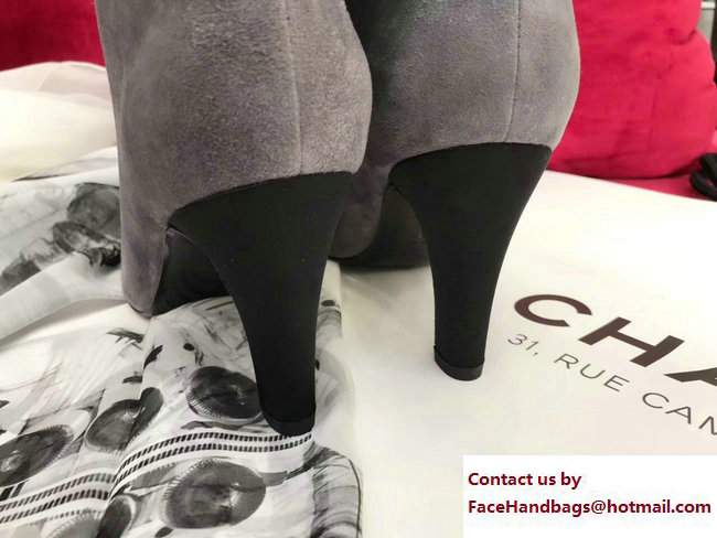 Chanel Heel 8.5cm Suede Calfskin and Satin Gabrielle High Boots G33119 Gray/Black 2017