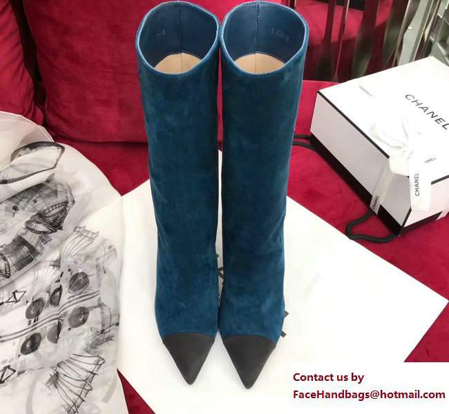 Chanel Heel 8.5cm Suede Calfskin and Satin Gabrielle High Boots G33119 Green/Black 2017