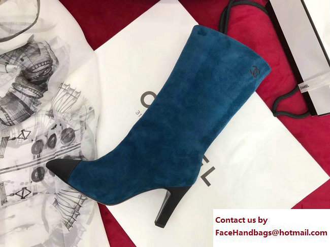 Chanel Heel 8.5cm Suede Calfskin and Satin Gabrielle High Boots G33119 Green/Black 2017