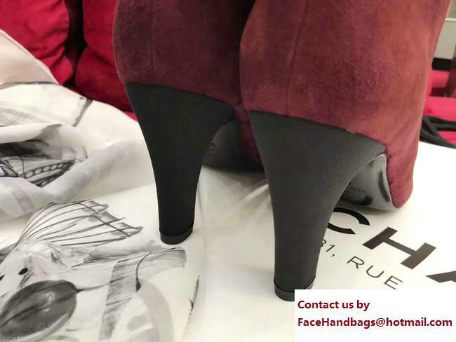 Chanel Heel 8.5cm Suede Calfskin and Satin Gabrielle High Boots G33119 Purple/Black 2017