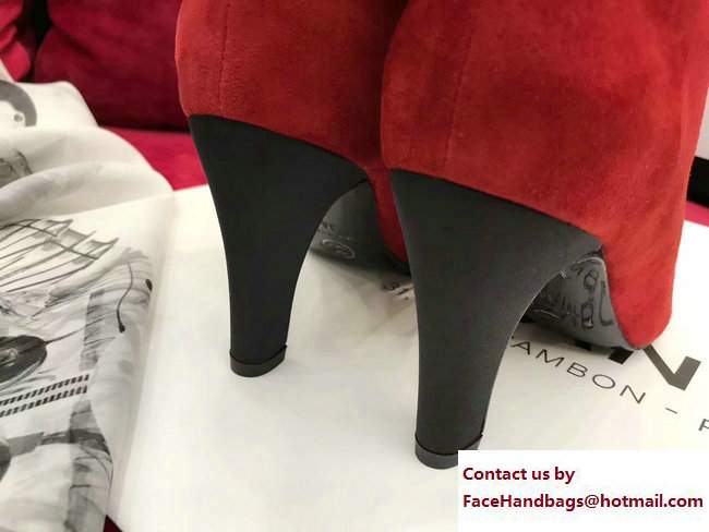 Chanel Heel 8.5cm Suede Calfskin and Satin Gabrielle High Boots G33119 Red/Black 2017 - Click Image to Close