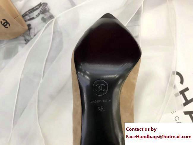 Chanel Heel 8.5cm Suede Calfskin and Satin Gabrielle Pumps G33085 Beige/Black 2017