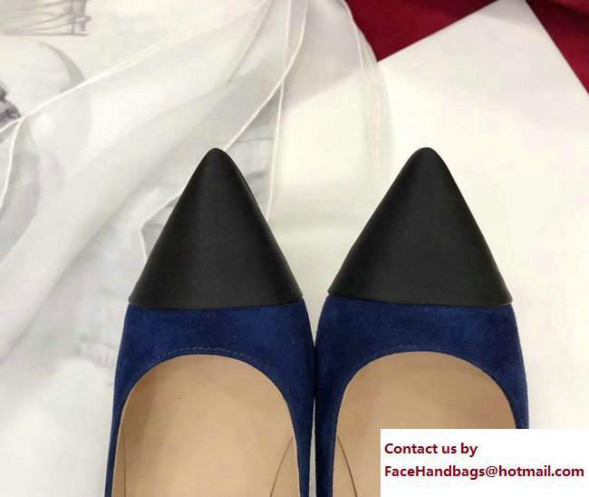 Chanel Heel 8.5cm Suede Calfskin and Satin Gabrielle Pumps G33085 Blue/Black 2017