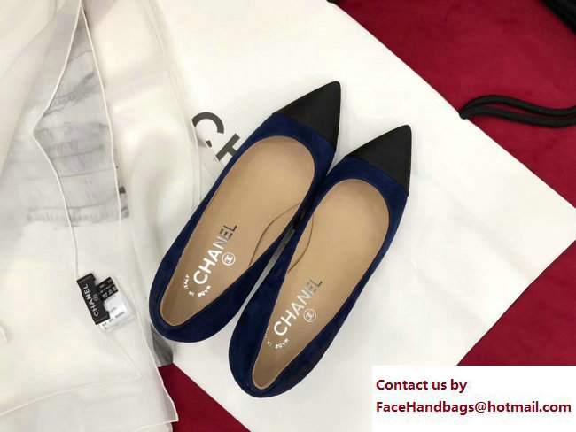 Chanel Heel 8.5cm Suede Calfskin and Satin Gabrielle Pumps G33085 Blue/Black 2017 - Click Image to Close