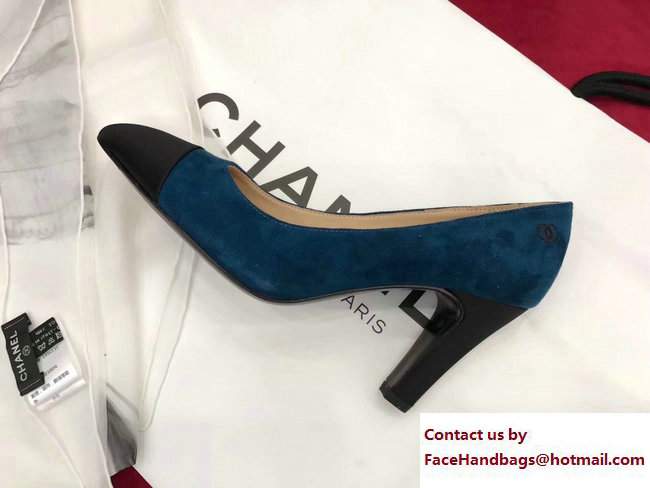 Chanel Heel 8.5cm Suede Calfskin and Satin Gabrielle Pumps G33085 Green/Black 2017