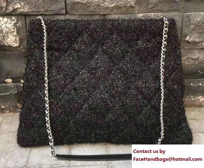 Chanel Knit Pluto Glitter Large Shopping Bag A91989 Black 2017 - Click Image to Close