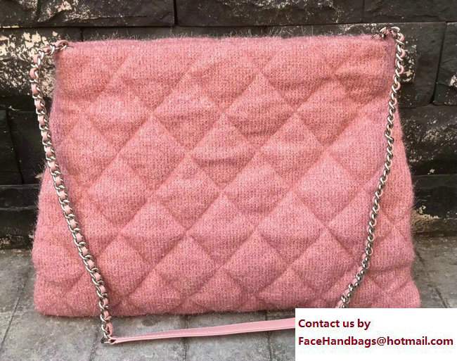 Chanel Knit Pluto Glitter Large Shopping Bag A91989 Pink 2017