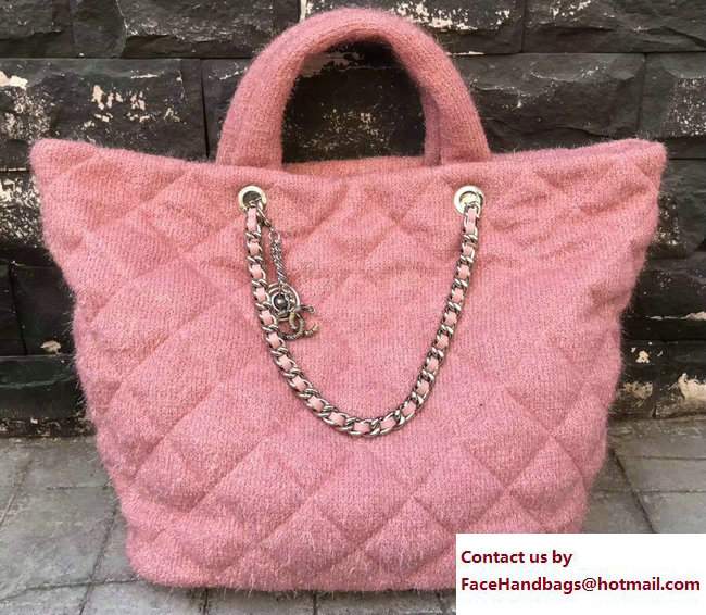 Chanel Knit Pluto Glitter Large Shopping Tote Bag A91988 Pink 2017