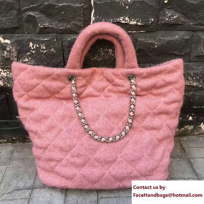 Chanel Knit Pluto Glitter Large Shopping Tote Bag A91988 Pink 2017