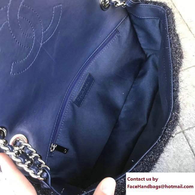 Chanel Knit Pluto Glitter Medium Flap Bag A91984 Navy Blue 2017