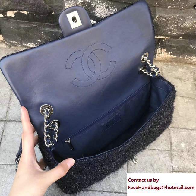 Chanel Knit Pluto Glitter Medium Flap Bag A91984 Navy Blue 2017