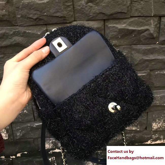 Chanel Knit Pluto Glitter Mini Backpack Bag Navy Blue 2017
