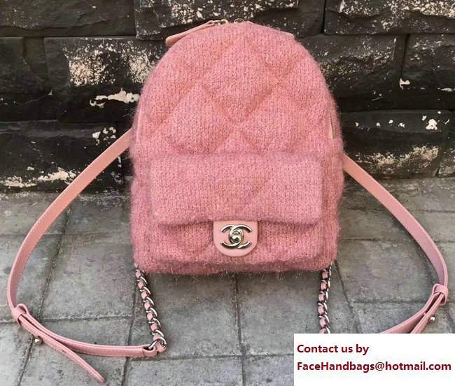 Chanel Knit Pluto Glitter Mini Backpack Bag Pink 2017
