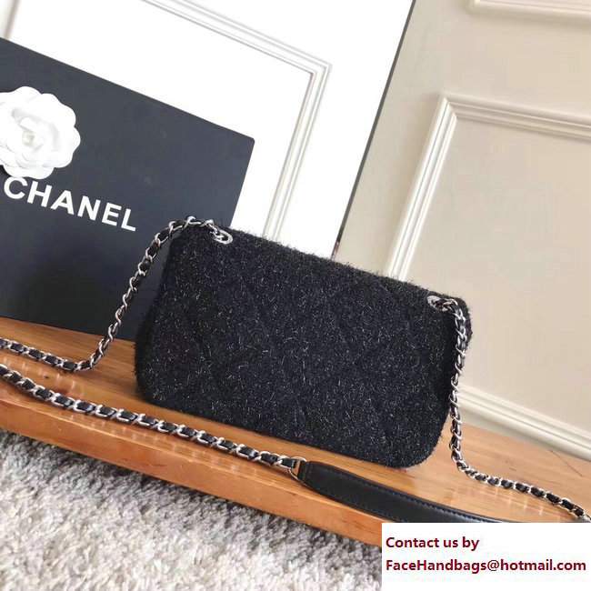 Chanel Knit/Tweed Pluto Glitter Small Flap Bag Black 2017