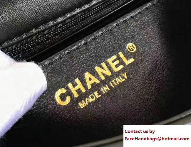 Chanel Lambskin Chevron Flap Bag with Top Handle A98791 Black 2017