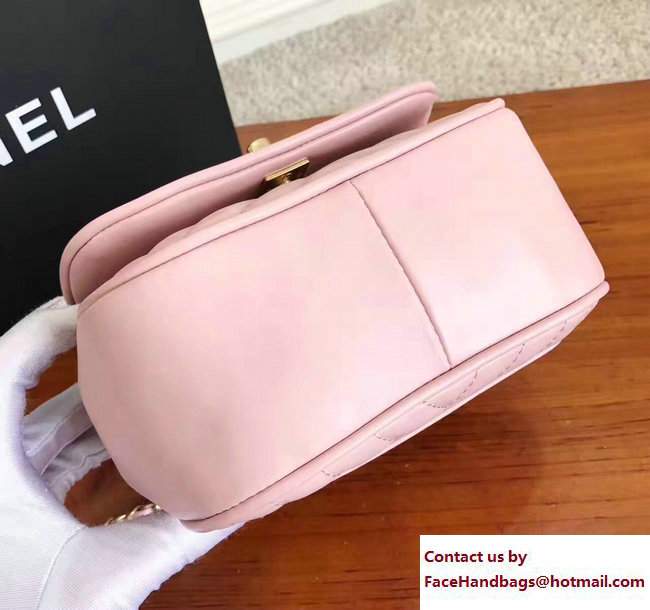 Chanel Lambskin Chevron Flap Bag with Top Handle A98791 Pink 2017