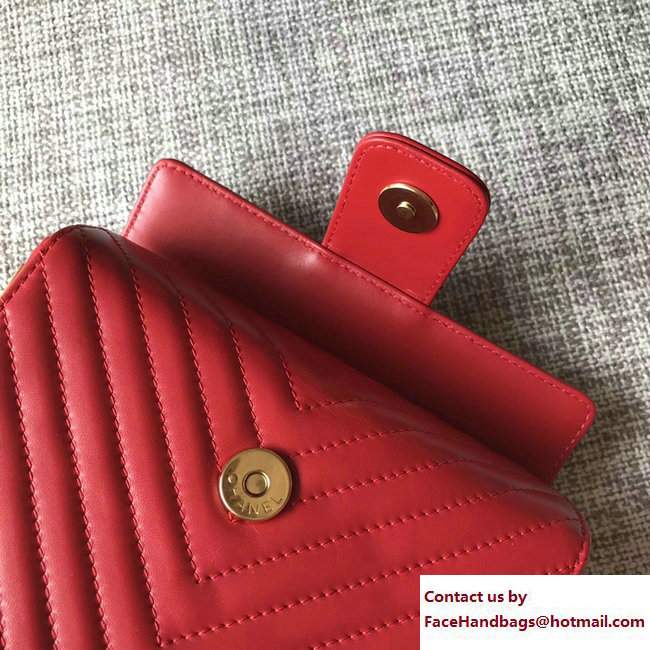 Chanel Lambskin Chevron with Gold-Tone Metal Minaudiere Bag A94507 Red 2017 - Click Image to Close