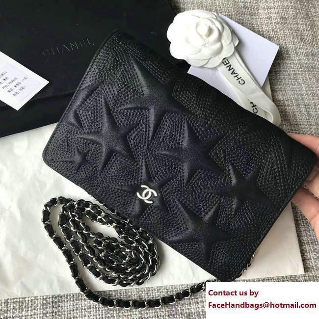 Chanel Metallic Star Embossed Wallet On Chain WOC Bag Black 2017 - Click Image to Close