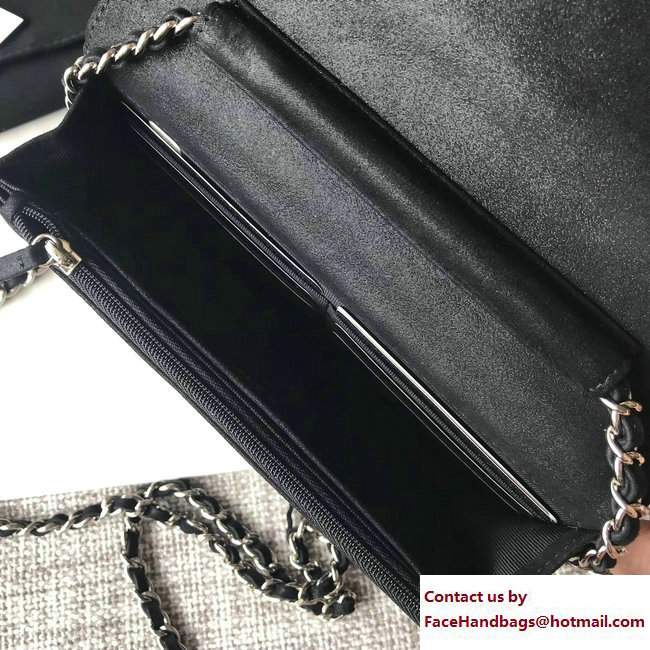 Chanel Metallic Star Embossed Wallet On Chain WOC Bag Black 2017
