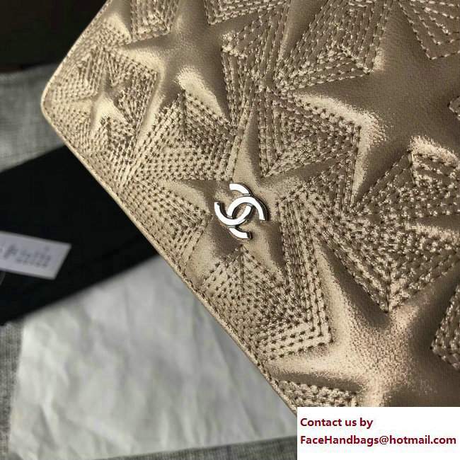 Chanel Metallic Star Embossed Wallet On Chain WOC Bag Gold 2017