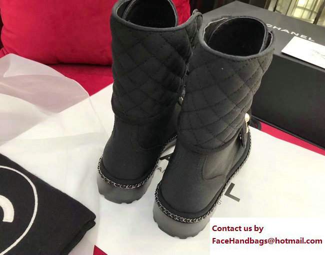 Chanel Pearl and Chain Short Boots G33185 Grosgrain Black 2017 - Click Image to Close