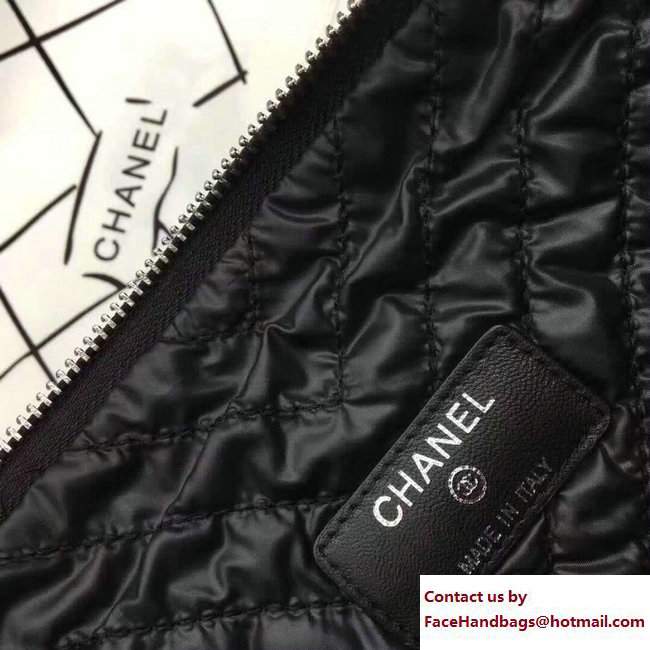 Chanel Sheepskin Chevron CC Pouch Clutch Large Bag A80992 Black 2017